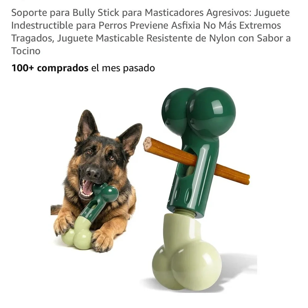 Bacon Flavored Bully Stick Holder for Aggressive Chewers Nylon Dog Chew Toy